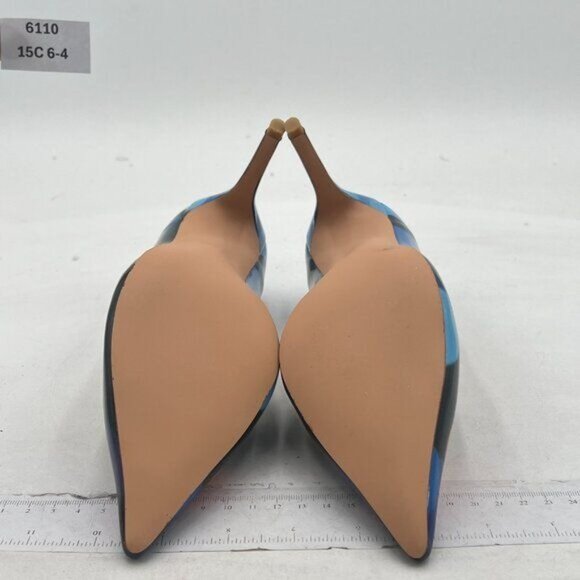 YDN Navy Polka Dot Chic Pointed Closed Toe Stiletto Heel Pump Slide Dress Shoes - Picture 7 of 8